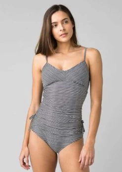 Prana Moorea Tankini - Women's -Outdoor Clothing Shop 1008100202 Prana MooreaTankini BlackWabiStripe Wmns Front