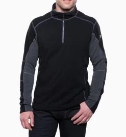 Revel 1/4 Zip - Men's 12 Revel 1/4 Zip - Men's -Outdoor Clothing Shop 1010960176 Kuhl RevelQuarterZip BlackSteel Mens Front