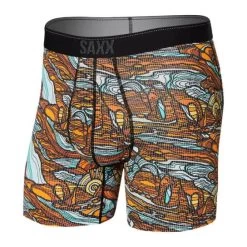 Saxx Quest Boxer Brief With Fly - Men's -Outdoor Clothing Shop 1030610177 Saxx QuestBoxerBriefWithFly CarvedLandscapeMulti Mens Front