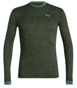 SALEWA Puez Melange Dry LS Tee -Outdoor Clothing Shop 1035966461 Salewa PuezMelangeDryLSTee KombuGreen Mens Front