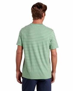 Grom Hemp Short-Sleeve Tee - Men's -Outdoor Clothing Shop 1035988900 ToadAndCo GromHempShortSleeveCrew EvergreenStripe Mens Rear
