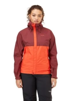 Rab Downpour Eco Jacket - Women's -Outdoor Clothing Shop 1035999077 Rab DownpourEcoJacket DeepHeatherRedGrapefruit Wmns Front