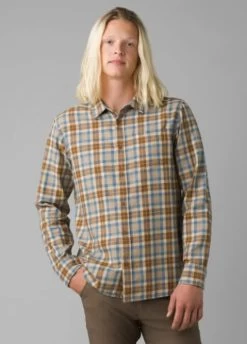 Prana Los Feliz Flannel - Slim - Men's -Outdoor Clothing Shop 1036003536 Prana LosFelizFlannelSlim Sandbar Mens Front
