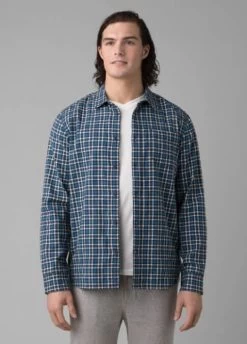 Prana Los Feliz Flannel - Slim - Men's -Outdoor Clothing Shop 1036003537 Prana LosFelizFlannelSlim AdmiralBlue Mens Front