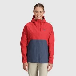 Outdoor Research Apollo Rain Jacket - Women's -Outdoor Clothing Shop 1036004440 OutdoorResearch ApolloRainJacket RhubarbDawn Wmns Front