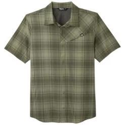 Outdoor Research Astroman Short-Sleeve Sun Shirt - Men's -Outdoor Clothing Shop 1036004908 OutdoorResearch AstromanShortSleeveSunShirt FatiguePlaid Mens Front