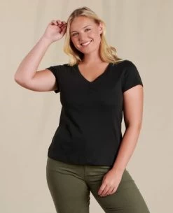 Rose Short-Sleeve Tee - Women's -Outdoor Clothing Shop 1036006262 ToadandCo RoseSSTee Black Wmns Front