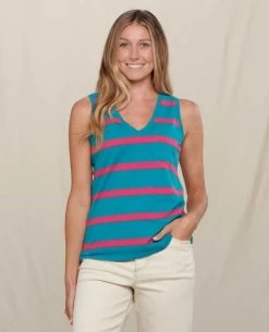 Grom Tank - Women's 7 Grom Tank - Women's -Outdoor Clothing Shop 1036006509 ToadandCo GromTank CuracaoWideStripe Wmns Front