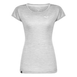 SALEWA Puez Melange Dry Short-Sleeve Tee - Women's -Outdoor Clothing Shop 1036008851 Salewa PuezMelangeDrySSTee WhiteMelange Wmns Front
