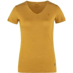 FJÄLLRÄVEN Abisko Cool T-Shirt - Women's -Outdoor Clothing Shop 1036011745 Fjallraven AbiskoCoolTshirt MustardYellow Wmns Front